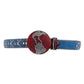 TRB Blue Glitter Rhinestone Belt with Red & Silver Globe Buckle