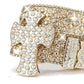 TRB Gold Crystal Cross Buckle Rhinestone Belt - Statement Luxury