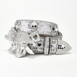TRB Silver Pirate Skull Rhinestone Belt - Crystal Studded Luxury