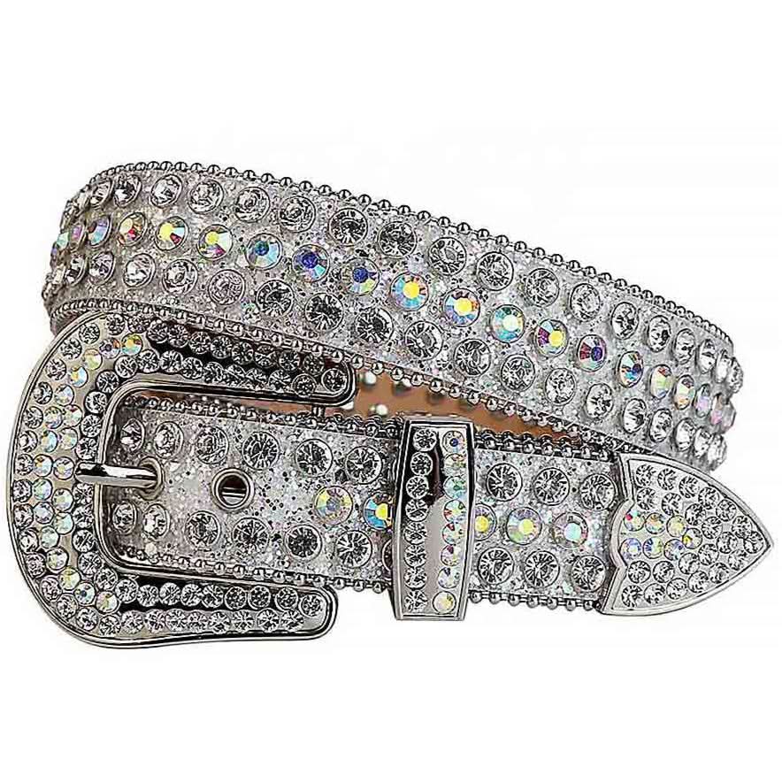 TRB Silver Rhinestone Studded Belt - Dazzling Crystal Strap Accessory