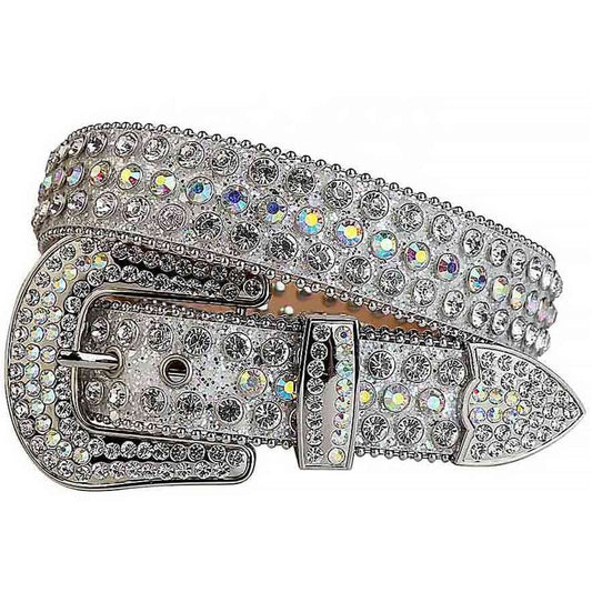 TRB Silver Rhinestone Studded Belt - Dazzling Crystal Strap Accessory