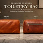 Tan Brown Genuine Leather Unisex Dopp Kit Bag