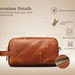 Tan Brown Genuine Leather Unisex Dopp Kit Bag