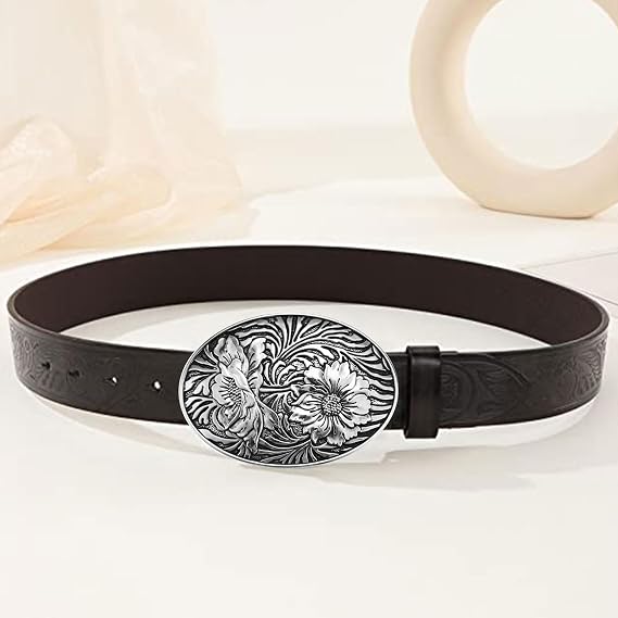 Texas Flower Filigree Western Belt Buckle - Cowgirl Style