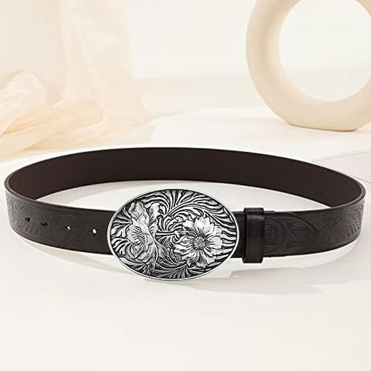 Texas Flower Filigree Western Belt Buckle - Cowgirl Style