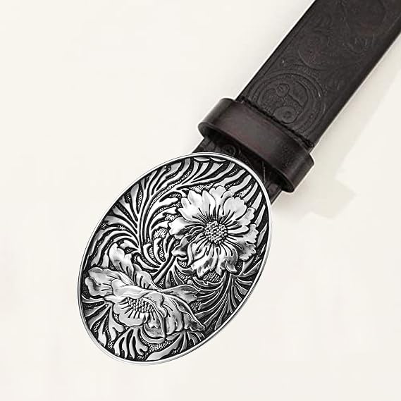 Texas Flower Filigree Western Belt Buckle - Cowgirl Style