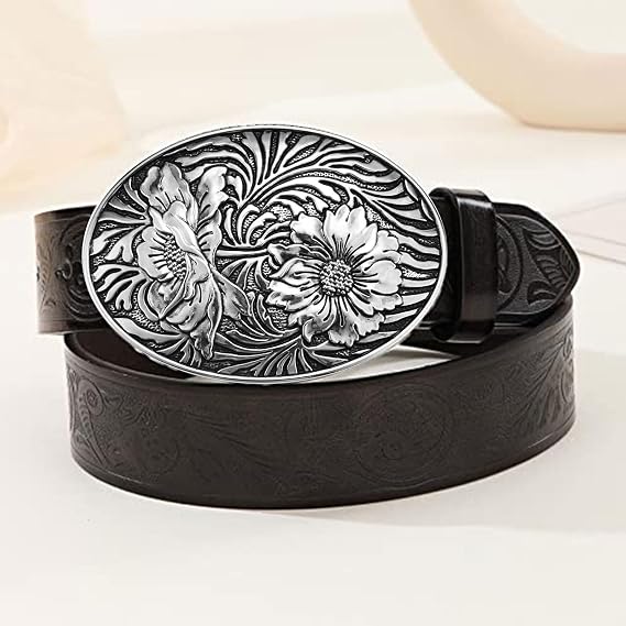 Texas Flower Filigree Western Belt Buckle - Cowgirl Style