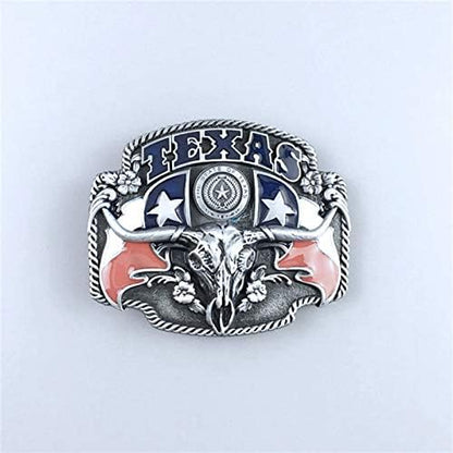 Texas Longhorn Western Belt Buckle for Men - Vintage Bull Head Zinc Alloy
