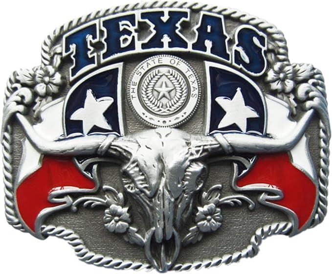 Texas Longhorn Western Belt Buckle for Men - Vintage Bull Head Zinc Alloy