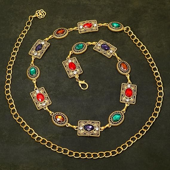 Glass Diamond Concho Waist Chain - Sparkly Western Belt