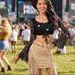Adjustable Turquoise Concho Chain Belt - Western Waist Chain