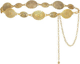 Adjustable Turquoise Concho Chain Belt - Western Waist Chain