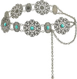 Turquoise Filigree Concho Waist Chain - Boho Western Belt