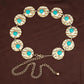 Turquoise Stone Punk Concho Belt - Retro Gold Waist Chain