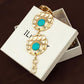 Turquoise Stone Punk Concho Belt - Retro Gold Waist Chain