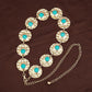 Turquoise Stone Punk Concho Belt - Retro Gold Waist Chain