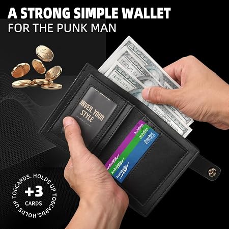 Unisex Gothic Skull Zip-Around Chain Wallet