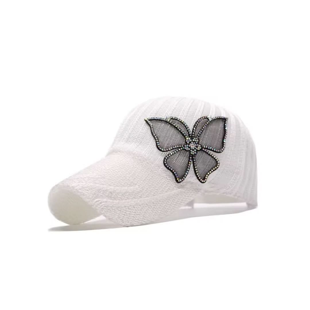 Unisex Lace Butterfly Rhinestone Baseball Cap – Elegant Summer Style