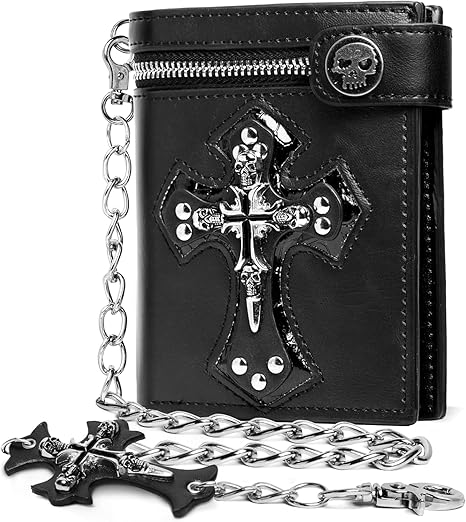 Unisex Punk Cross Skull Chain Wallet