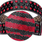 Unisex Red & Black Rhinestone Globe Buckle Glitter Belt