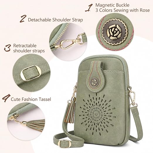 Vegan Leather Crossbody Phone Purse with Tassels