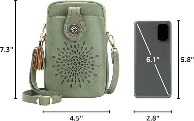 Vegan Leather Crossbody Phone Purse with Tassels
