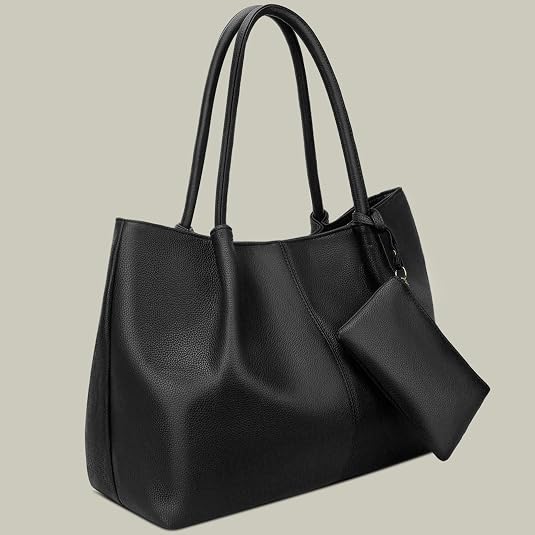 Vegan Leather Tote Bag - Large Capacity Travel Purse