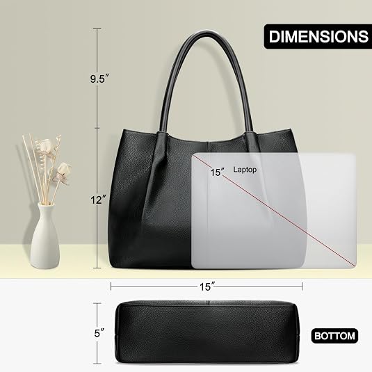 Vegan Leather Tote Bag - Large Capacity Travel Purse