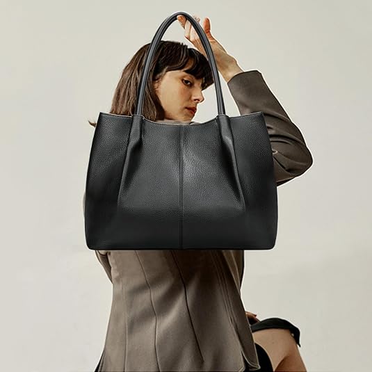 Vegan Leather Tote Bag - Large Capacity Travel Purse