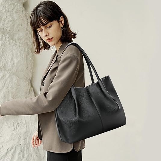 Vegan Leather Tote Bag - Large Capacity Travel Purse