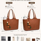 Vegan Leather Work Tote Bag with Built-In Cup Holder