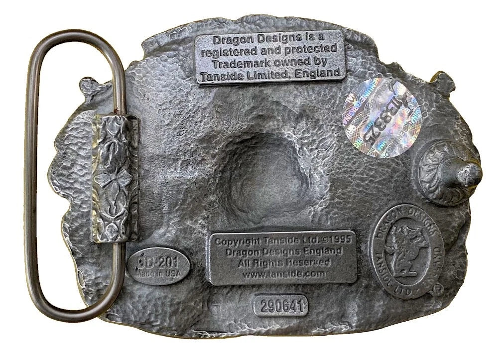 Viking Ghost Rider Skull & Dragon Biker Belt Buckle - Pewter Finish