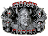 Viking Ghost Rider Skull & Dragon Biker Belt Buckle - Pewter Finish