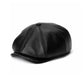 Vintage Black Leather Cabbie Cap with Ear Flaps