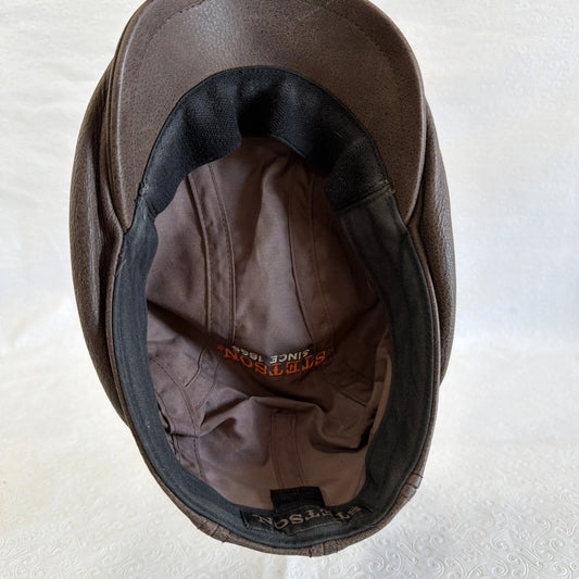 Vintage Brown Leather Ivy Flat Cap - Newsboy Driving Style