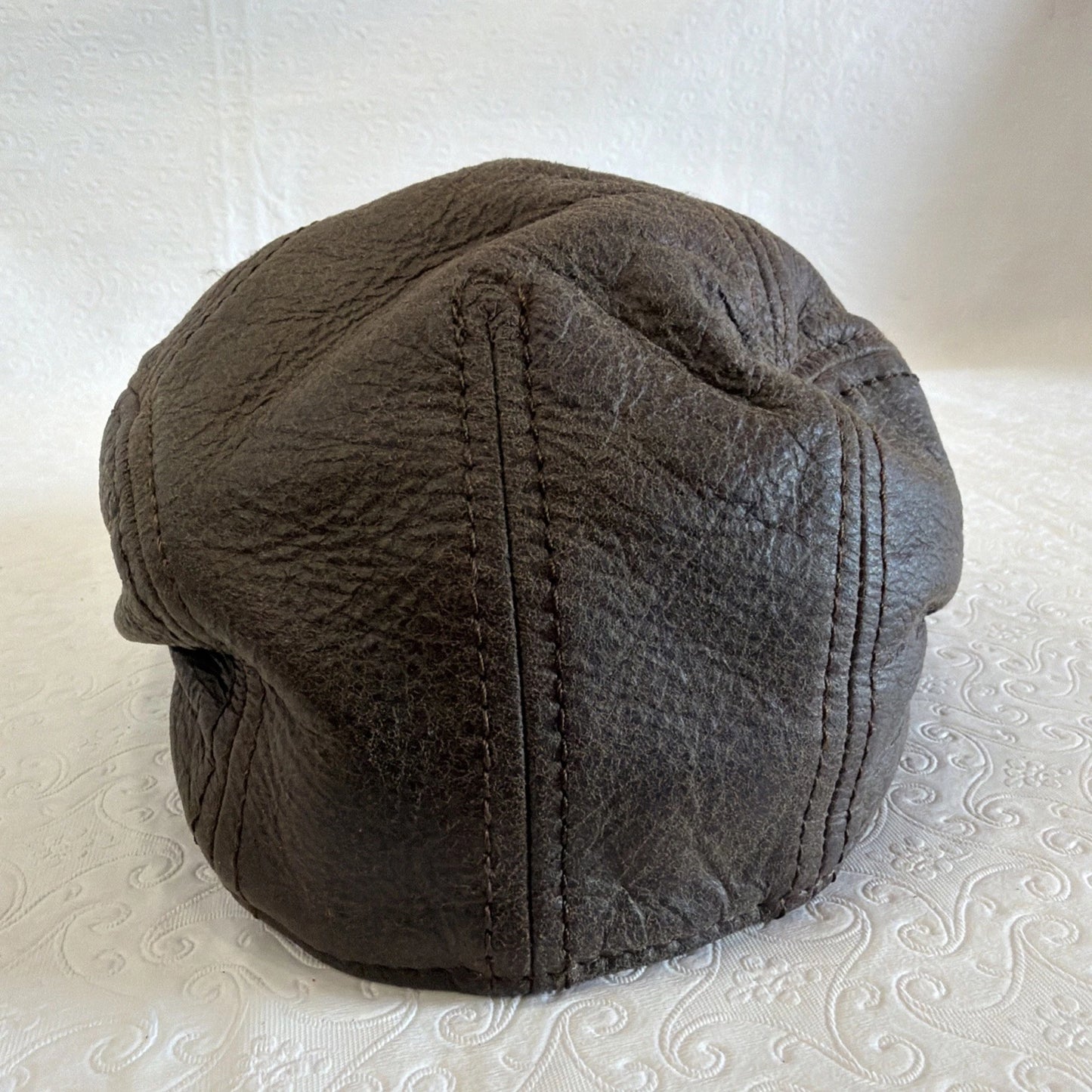 Vintage Brown Leather Ivy Flat Cap - Newsboy Driving Style