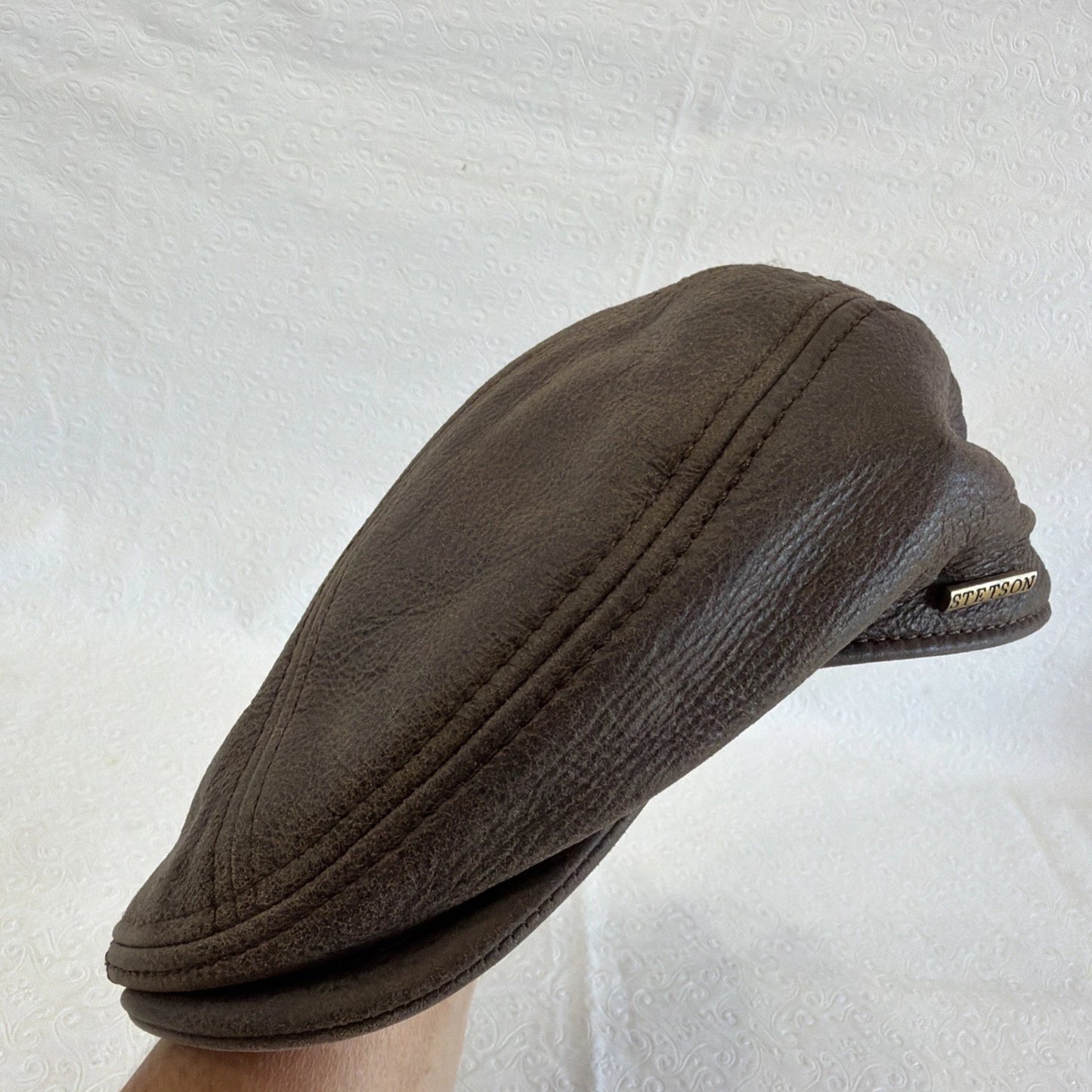 Vintage Brown Leather Ivy Flat Cap - Newsboy Driving Style