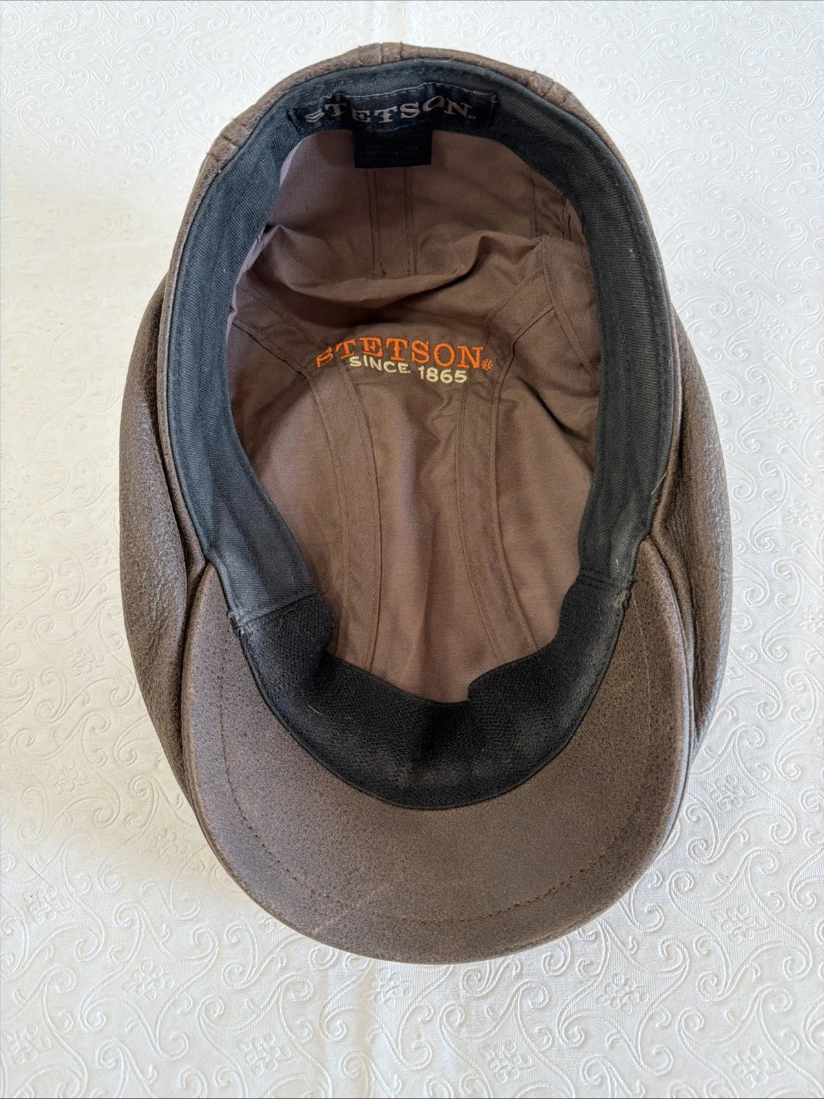 Vintage Brown Leather Ivy Flat Cap - Newsboy Driving Style