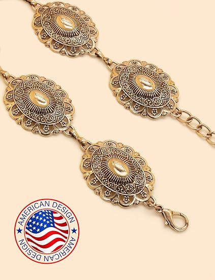 Vintage Floral Concho Western Belt - Statement Waist Belt
