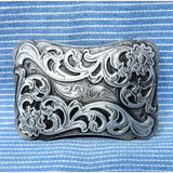 Vintage Filigree Floral Scroll Buckle - Darkened Accents