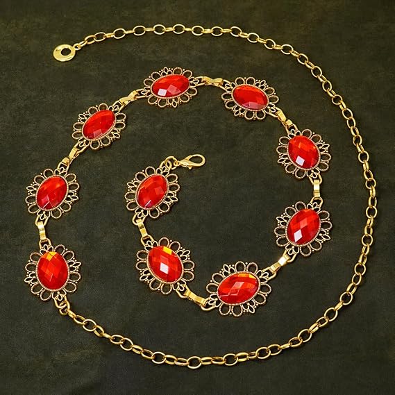 Vintage Glass Diamond Concho Chain - 4 Adjustable Lengths