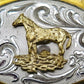 Vintage Horse Filigree Western Buckle - Plated Metal