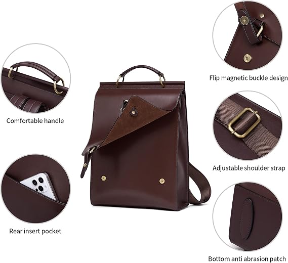 Leather Backpack Purse for Women - Vintage Style