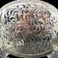 Vintage Ornate Filigree Silver Plate Buckle - Western Scroll
