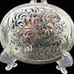 Vintage Ornate Filigree Silver Plate Buckle - Western Scroll
