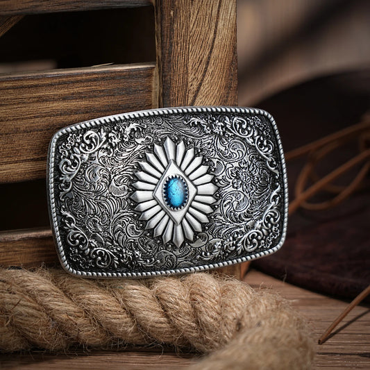Western Cowboy Belt Buckle - Vintage Indian Elements for 1.5" Belts | Men & Women