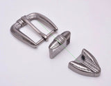 Western Cowboy Engraved 25mm Belt Buckle Set - Antique Silver 3-Piece