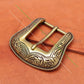 Western Floral Carved Belt Buckle Set - Antique Brass, 35mm Strap Fit