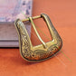 Western Floral Carved Belt Buckle Set - Antique Brass, 35mm Strap Fit