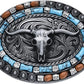 Western Longhorn Bull Skull Belt Buckle | Vintage Rodeo Style for Men & Women